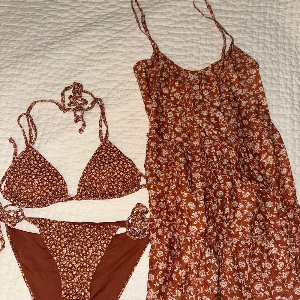 Eberjey Brown Floral Swim Set